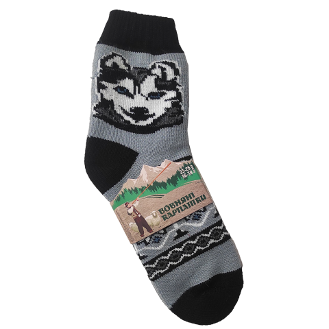 Шерстяные носки серия "КАРПАТКИ" рис. Хаски