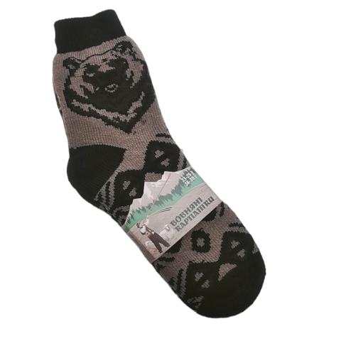 Шерстяные носки серия "КАРПАТКИ" рис.  Медведь