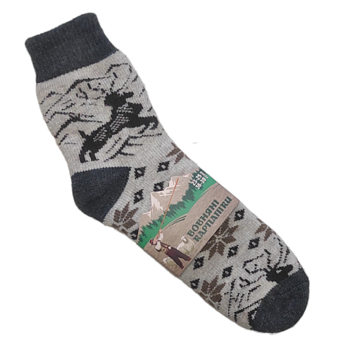 Шерстяные носки серия "КАРПАТКИ" рис. Олень
