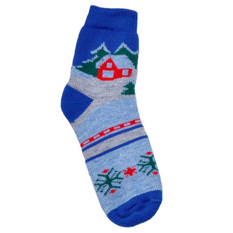 Шерстяные носки серия "КАРПАТКИ" рис. С избушкой