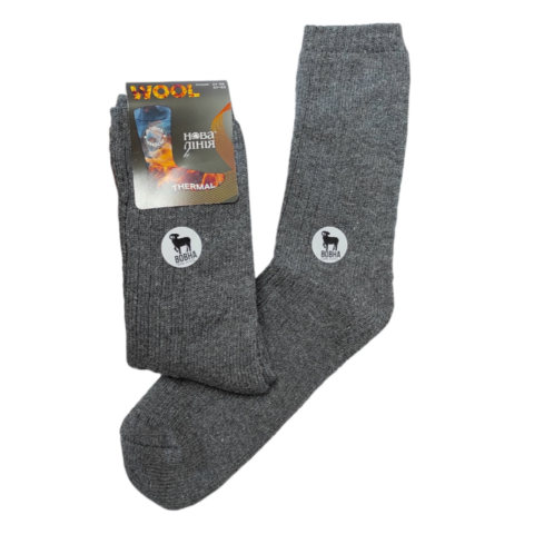 Шерстяные махровые носки в рубчик арт 169