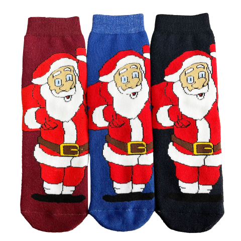 Новогодние носки зимние махровые с рисунком "Санта" ассорти цветов в упаковке. Арт 177