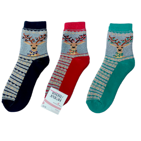 Носки махровые с рисунком "Олени" арт. 253