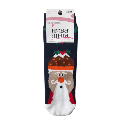 Новогодние носки зимние махровые с рисунком "Santa" ассорти цветов в упаковке.