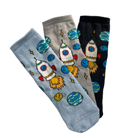 Махровые детские зимние носки микс цветов в упаковке "Космос" Арт 350